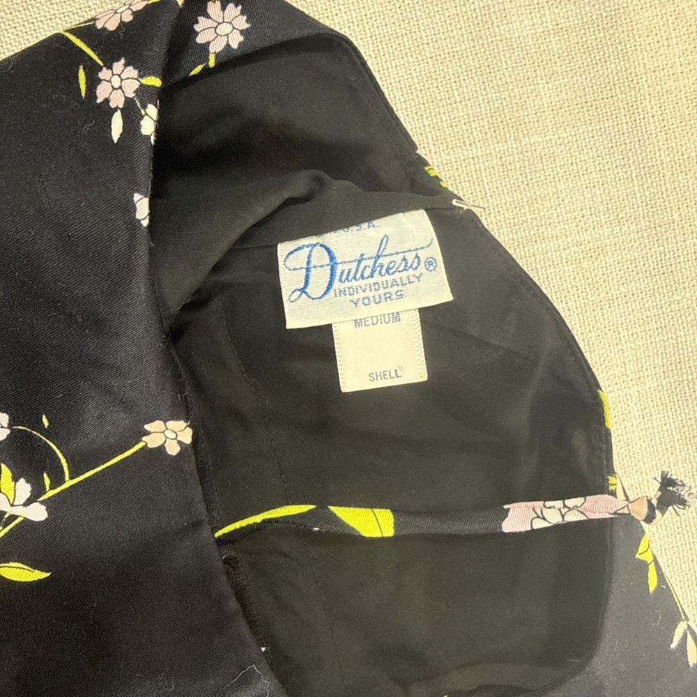 Vtg‎ Dutchess Individually Yours Maxi Dress M Black Floral Babydoll Cottagecore - Picture 12 of 14